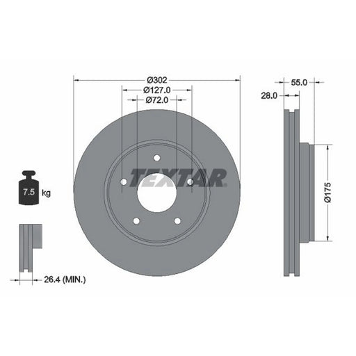 Textar 2 x Front Brake Discs 92253303