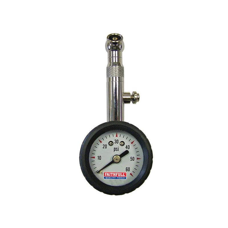 Faithfull Tyre Pressure Dial Gauge 60 psi - FAIAUPGAUGE