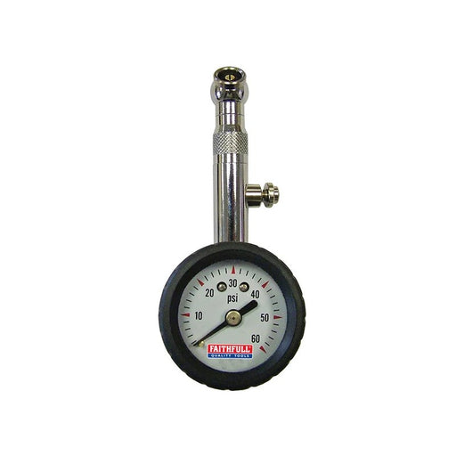 Faithfull Tyre Pressure Dial Gauge 60 psi - FAIAUPGAUGE
