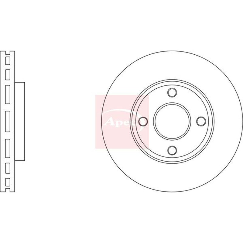Apec 2 x Vented Front Brake Discs DSK3392