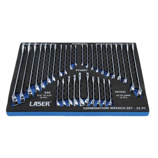 Laser Tools AF/Metric Combination Spanner Set 32pc - PL