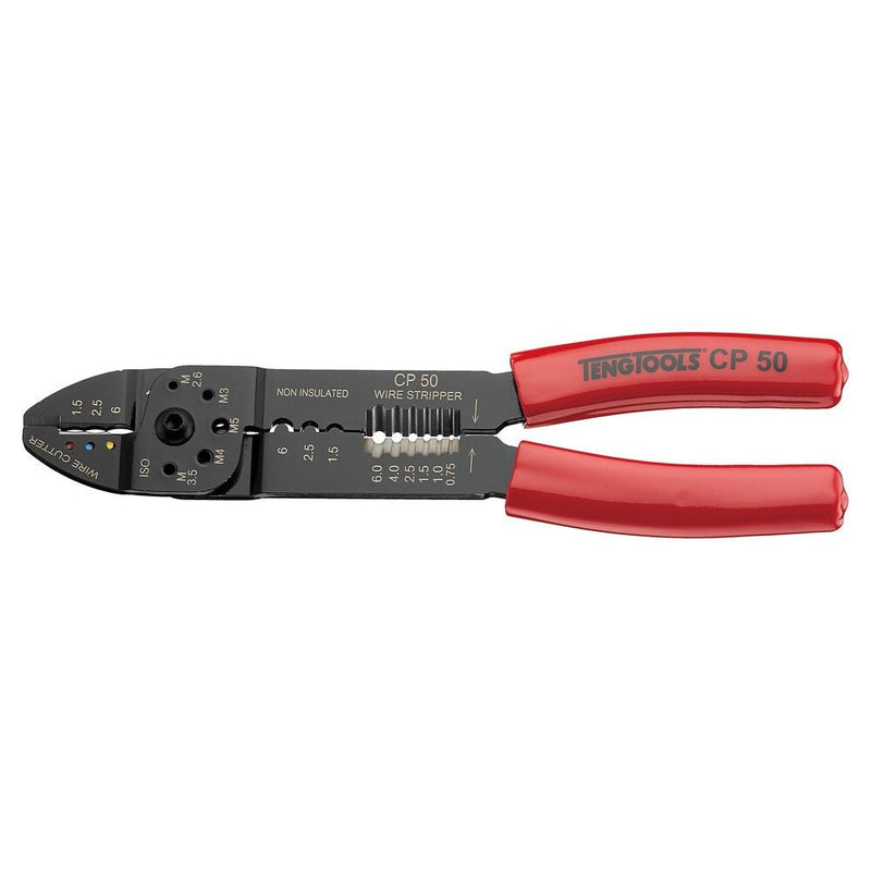 Teng Tools Crimping Plier 9" Red Handle, M2.5 - M5 Capacity
