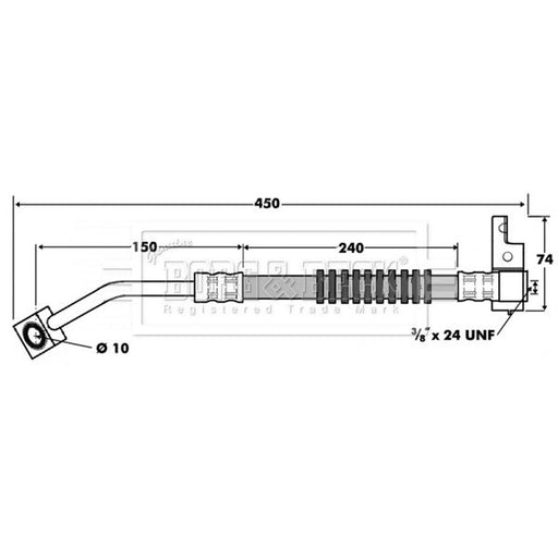 Borg & Beck Brake Hydraulic Hose Line Front Left BBH7415