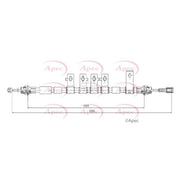 Apec Handbrake Cable Right Rear CAB1866