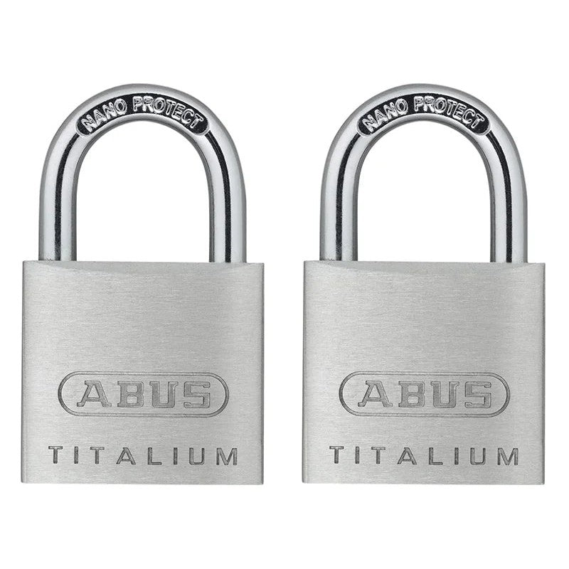 ABUS Mechanical 64ti/ TITALIUM™ Padlock Carded Twin Pack 20-30mm