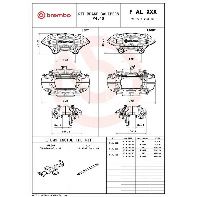 Brembo 2 x Brake Caliper Assembly Front FALH32