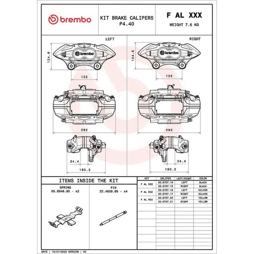 Brembo 2 x Brake Caliper Assembly Front FALH32