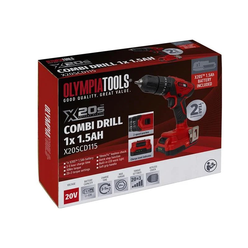 Olympia Power Tools X20S™ Combi Drill 20V 1 x 1.5Ah Li-ion - 09-910