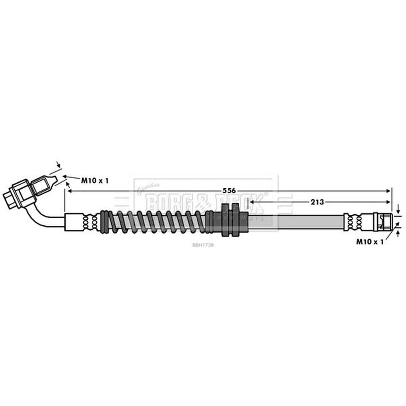 Borg & Beck Brake Hydraulic Hose Line Front Left BBH7738