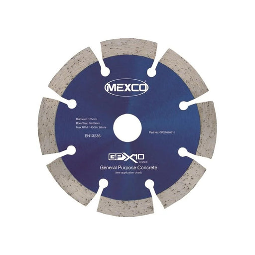 MEXCO GPX10 Concrete Diamond Blade 105 x 16mm - GPX1010516