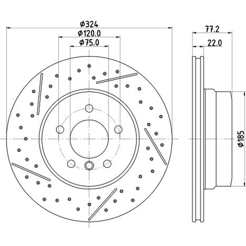 Mintex 2 x Drilled Dimples Rear Brake Discs MDC2842C