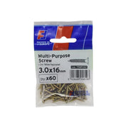 ForgeFix Multi-Purpose Pozi Screw CSK ST ZYP 3.0 x 16mm ForgePack 60