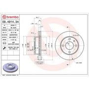Brembo 2 x Front Brake Discs 09.4914.34