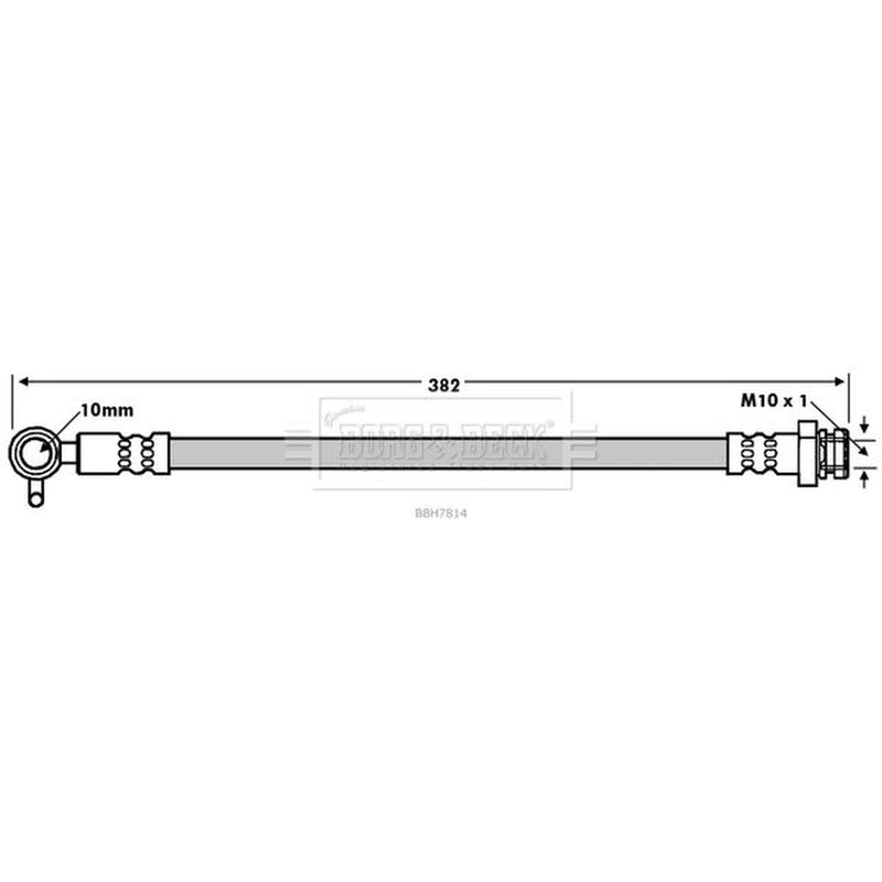 Borg & Beck Brake Hydraulic Hose Line Front Left BBH7814