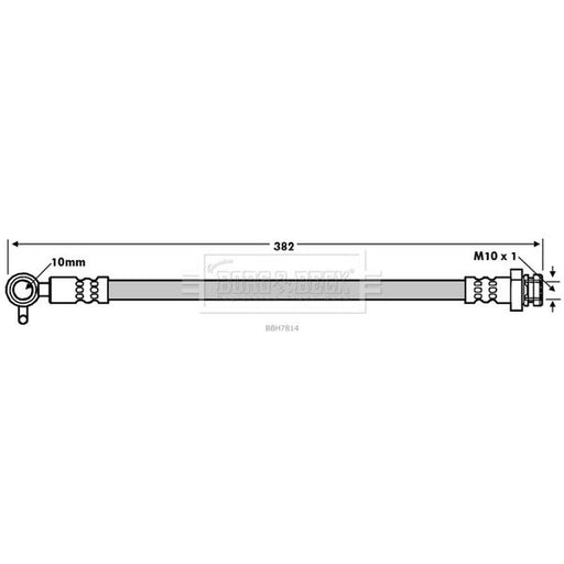 Borg & Beck Brake Hydraulic Hose Line Front Left BBH7814