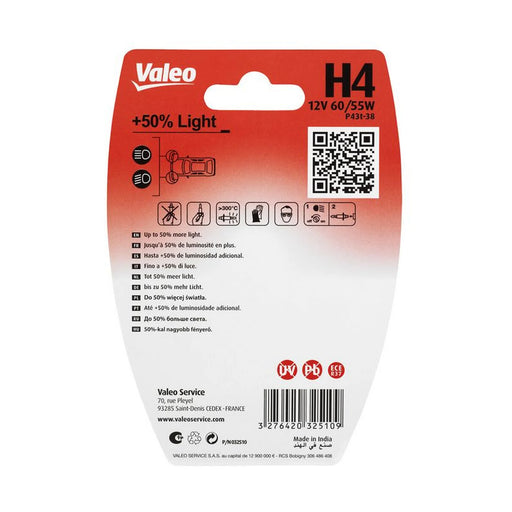 Valeo H4 Bulb Blister +50% Light 032510 032510