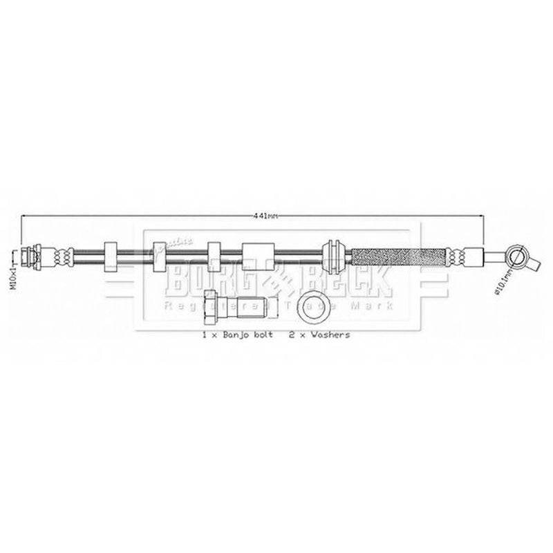 Borg & Beck Brake Hydraulic Hose Line Front Left BBH8733