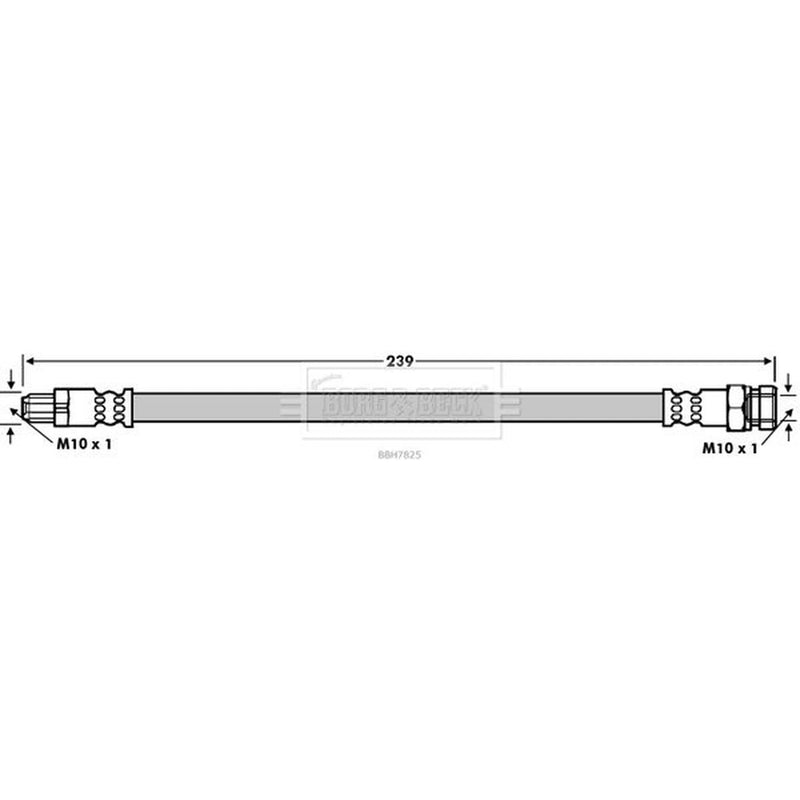 Borg & Beck Brake Hydraulic Hose Line Rear Left BBH7825