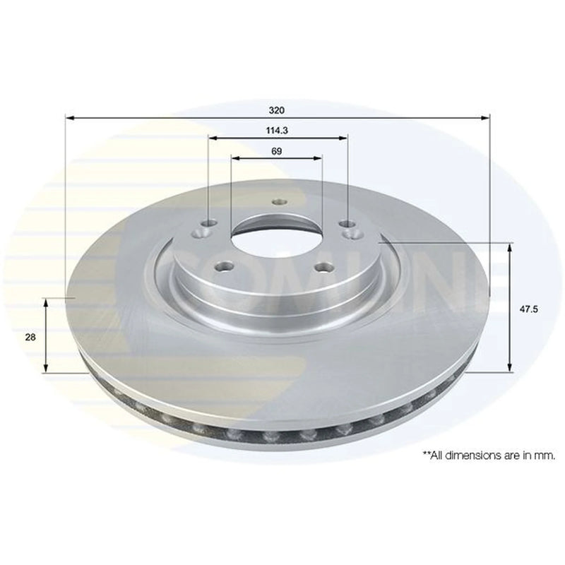 Comline 2 x Front Brake Discs ADC2412V