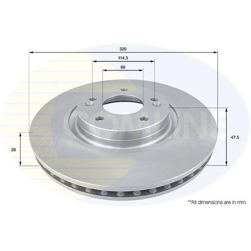 Comline 2 x Front Brake Discs ADC2412V