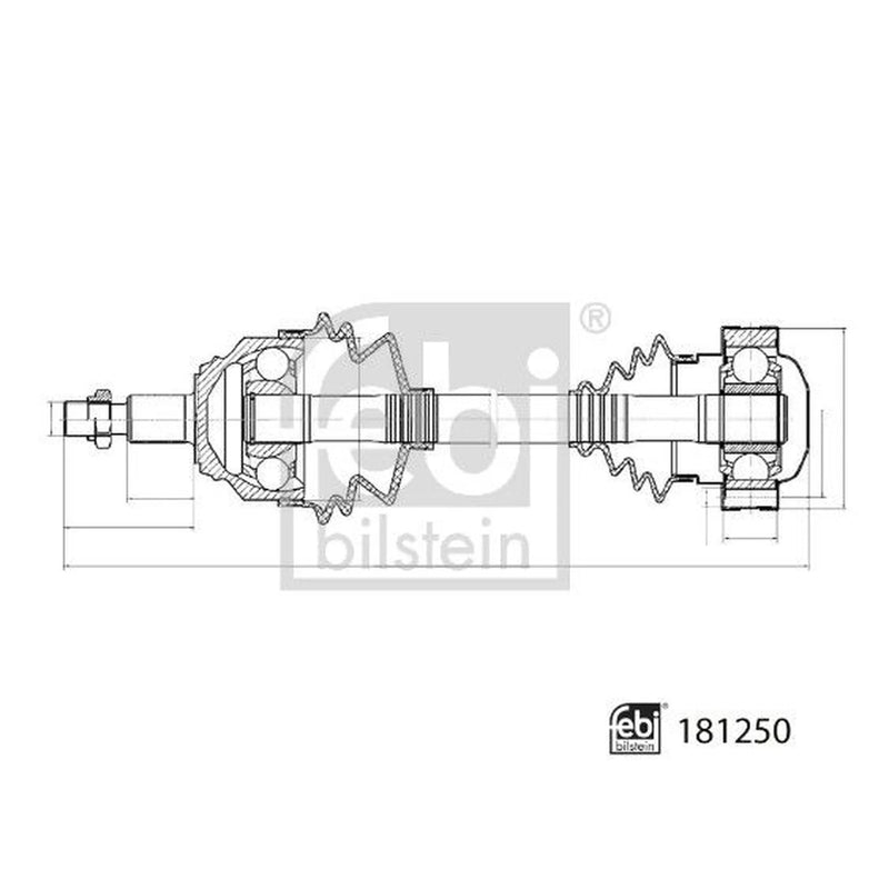 Febi CV Drive Shaft Driveshaft Front Left 181250