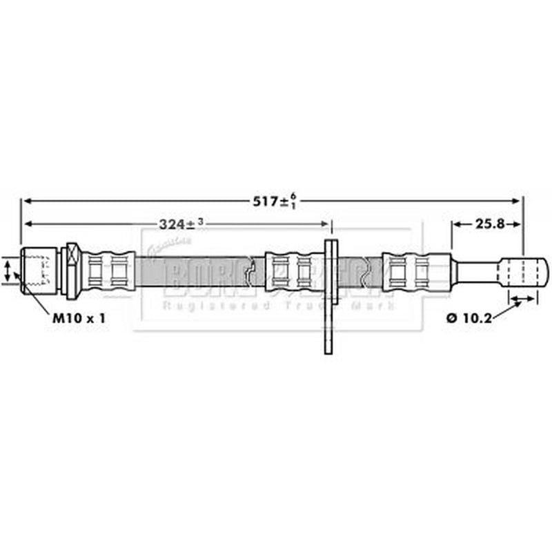 Borg & Beck Brake Hydraulic Hose Line Front Left BBH7202