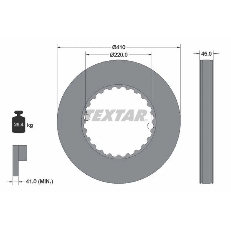 Textar 2 x Solid Rear Brake Discs 93291300