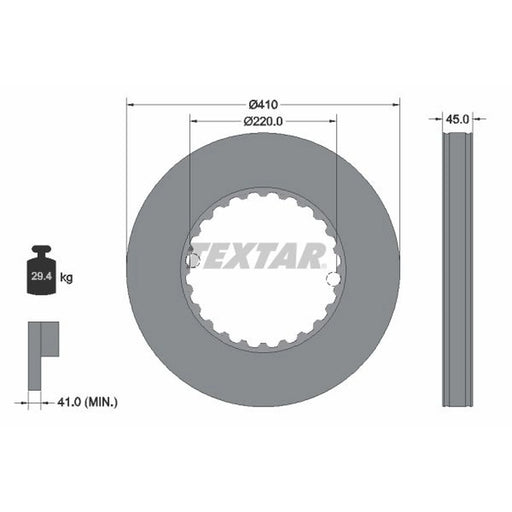 Textar 2 x Solid Rear Brake Discs 93291300