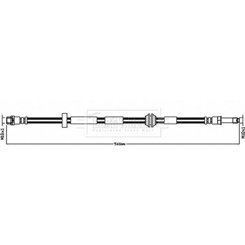 Borg & Beck Brake Hydraulic Hose Line Front Left BBH8436