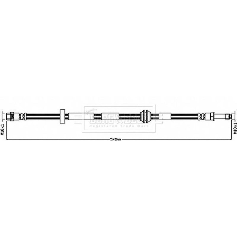 Borg & Beck Brake Hydraulic Hose Line Front Left BBH8436