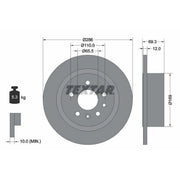 Textar 2 x Solid Rear Brake Discs 92067003