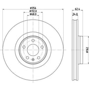 Mintex 2 x Internally Vented Front Brake Discs MDC2819C