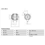 Bosch Car Alternator 12V 0 986 041 970
