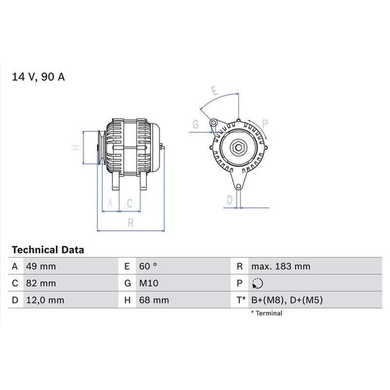 Bosch Car Alternator 12V 0 986 041 970