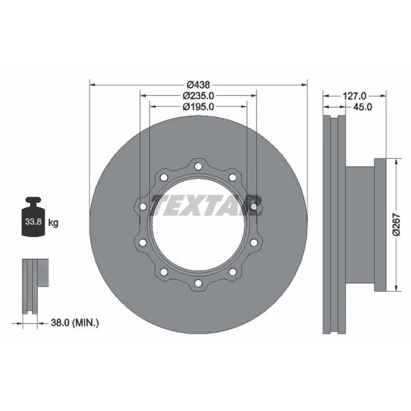 Textar 2 x Internally Vented Brake Discs 93105500