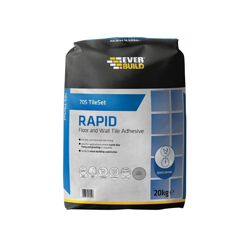 Everbuild Sika 705 Rapid Set Tile Mortar 20kg - 486663 kit