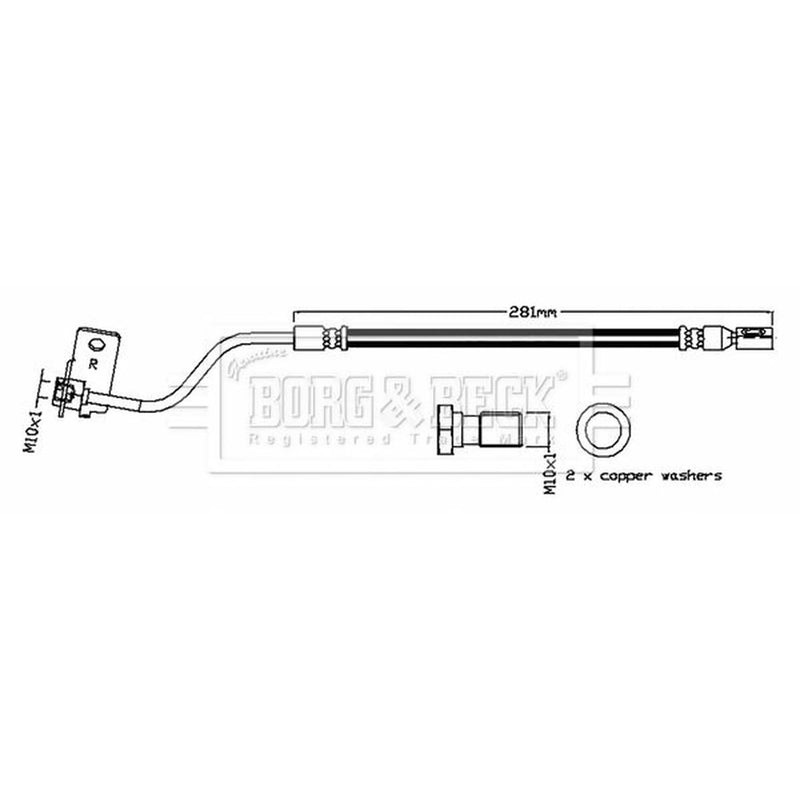 Borg & Beck Brake Hydraulic Hose Line Rear Right BBH8834