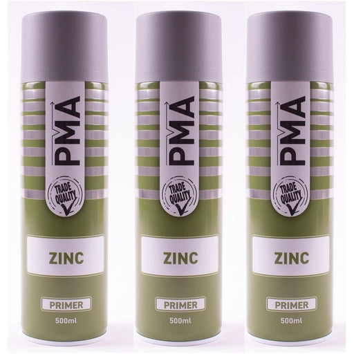 3x AUTOTEK Professional Zinc Primer 500ml Spray Paint High Coverage Autotek  - Town Parts