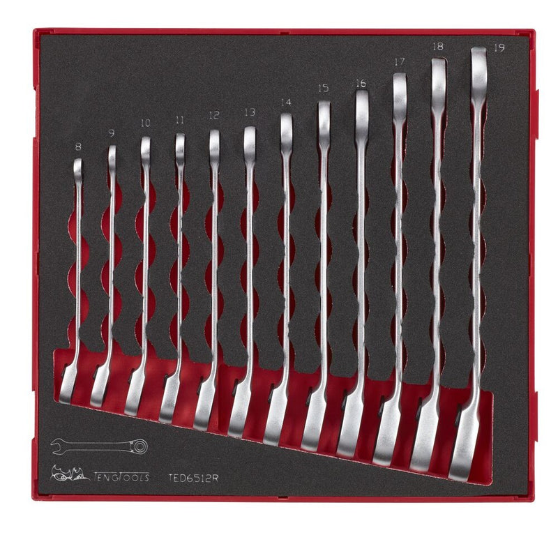 Teng Tools Ratcheting Combination Spanner Set TED6512R 12 Pieces