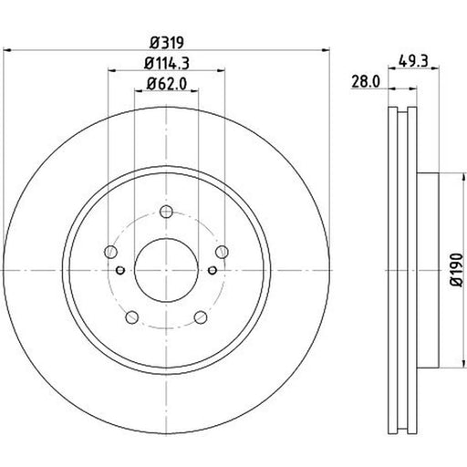 Mintex 2 x Front Brake Discs MDC1856