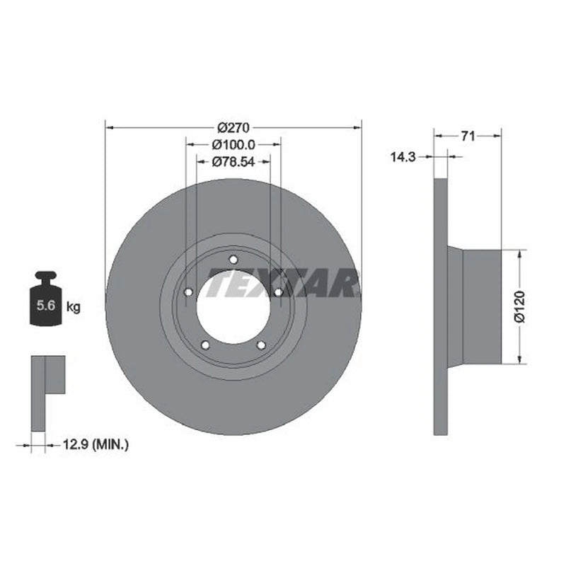 Textar 2 x Solid Front Brake Discs 92014900
