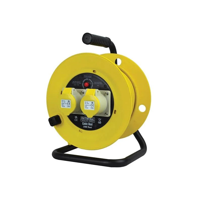 Faithfull Power Plus Open Drum Cable Reel 16A 2-Socket 25m ( Cable) 1.5-2.5mm
