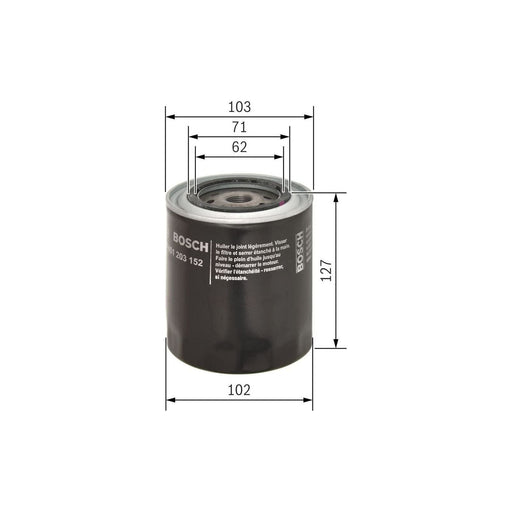 Genuine Bosch Cv Oil Filter P3152 Fits Iveco Zeta 79-14 - 5.9 4X2 - 87-92 045120 Bosch  - Town Parts