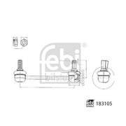 Febi Stabiliser Bar Link Coupling Rod Front Left 183105