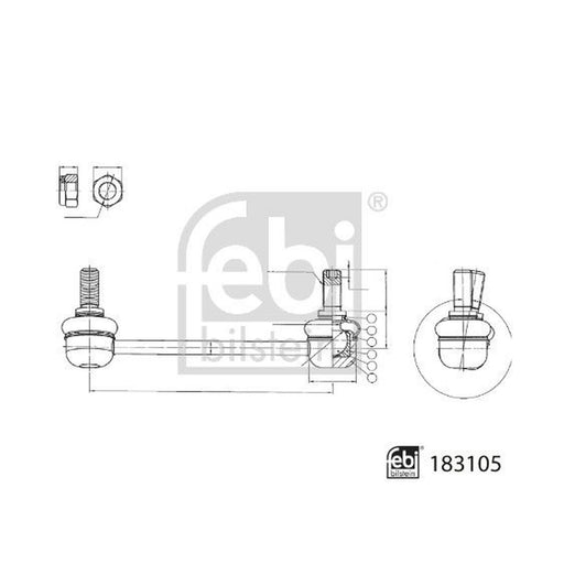 Febi Stabiliser Bar Link Coupling Rod Front Left 183105