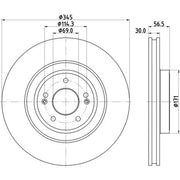 DON 2 x Internally Vented Front Brake Discs PCD19951
