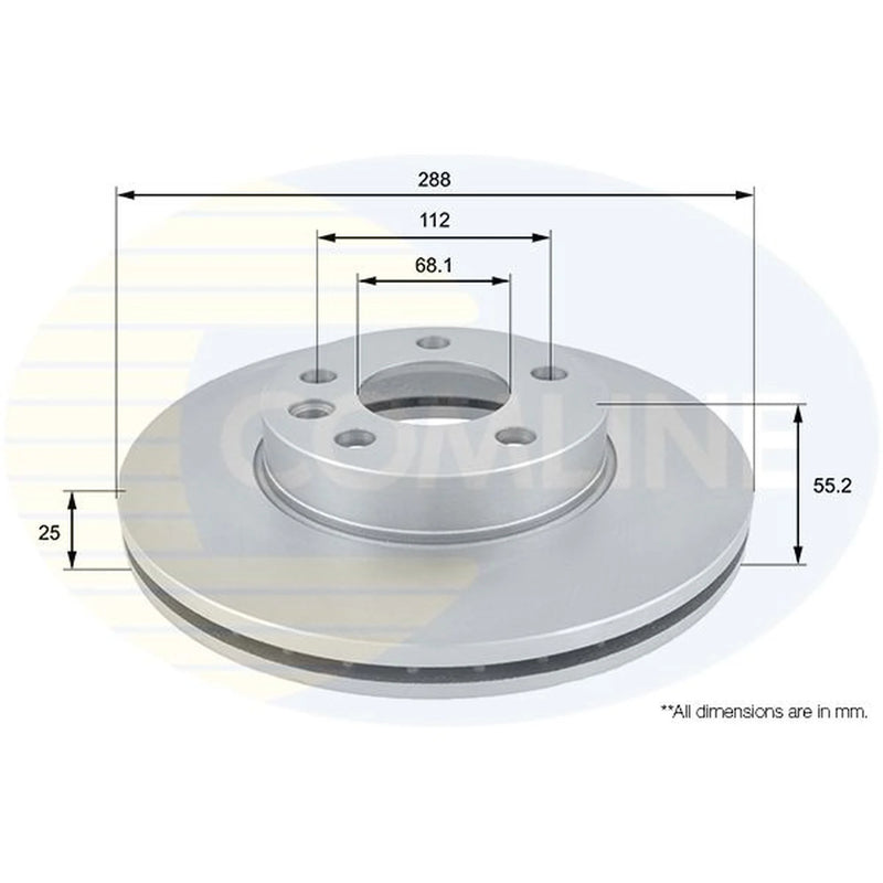 Comline 2 x Internally Vented Front Brake Discs ADC1418V