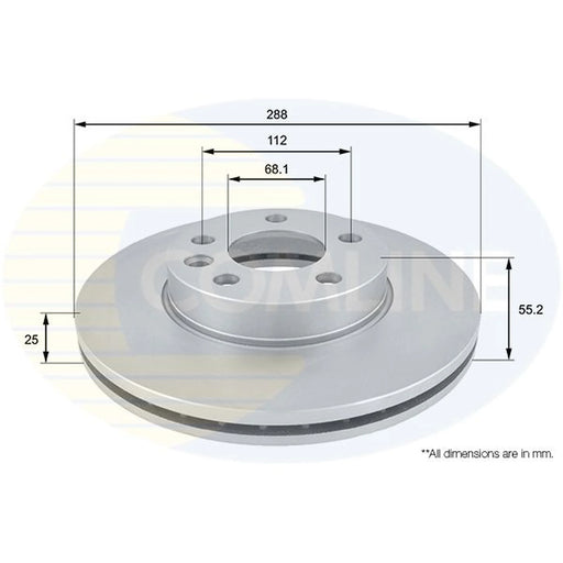 Comline 2 x Internally Vented Front Brake Discs ADC1418V