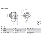 Bosch Car Alternator 12V 0 986 083 790