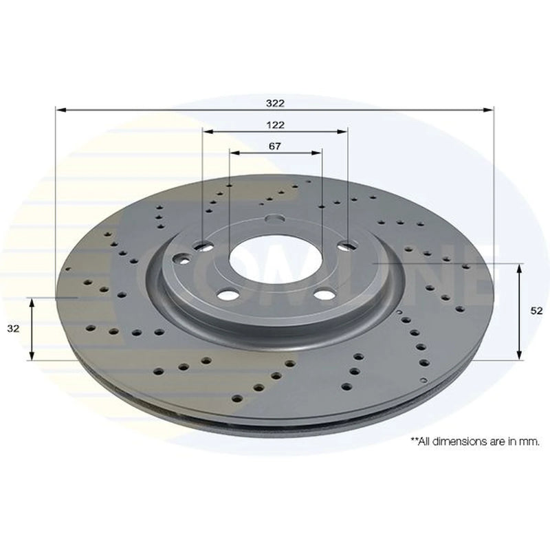 Comline 2 x Perforated/Vented Front Brake Discs ADC2850V